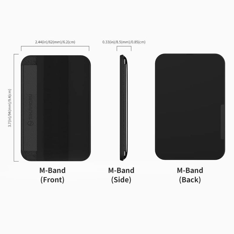 [Australia - AusPower] - Sinjimoru Magnetic Wallet for iPhone, Magnetic Card Holder with Flap - Anti-slip for Cards, for MagSafe Wallet with Grip, Compatible with iPhone 15/14/13/12 Series. M-Band Black 