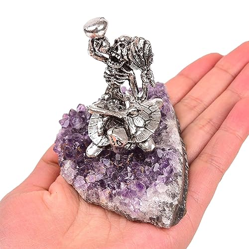 AMOYSTONE Amethyst Cluster with Drunkard Statues Crystal Collection Home Office Decor Unique Gifts 1PC
