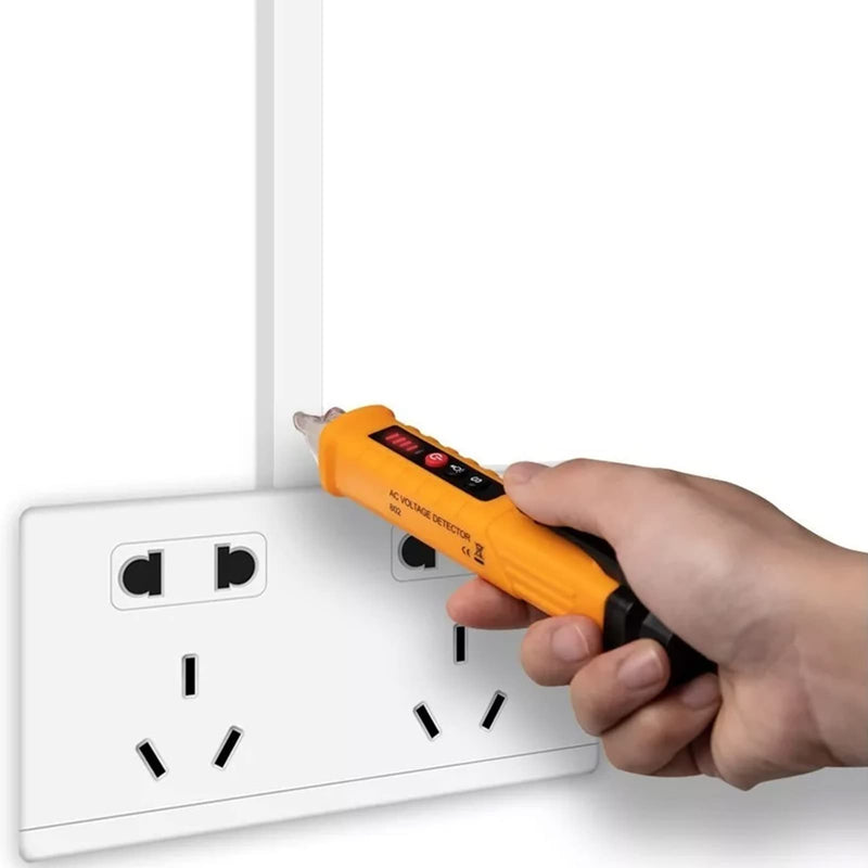 [Australia - AusPower] - AC Voltage Detector Non-Contact Digital Electrician Test Pen with LED Flashlight Sound Light Alarm for Circuit Testing 
