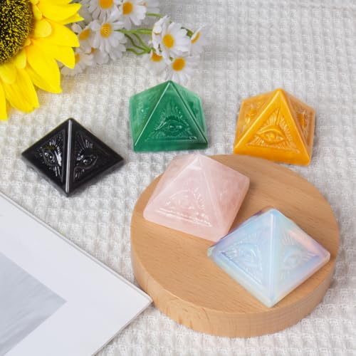Gold Stone Pyramid for Meditation Reiki Home Office Decor Gift Gold Stone Pyramid-2