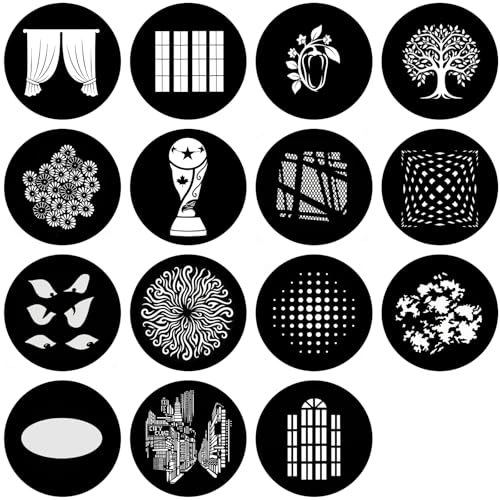 15Pcs Photography Spotlight GOBO Set, 2.6" (66mm) Aluminum Pattern Plates for Optical Snoot, Fits Godox/Westcott/Aputure Spotlight SE/Mini Zoom, Westcott, LS-38 COB Lights for TikTok & Studio Shoots 66mm/2.6inches 15P-Gobos-Oval