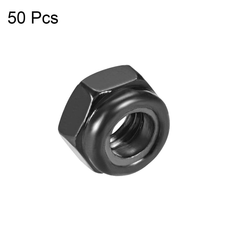 [Australia - AusPower] - uxcell Hex Lock Nuts - M5 x 0.8mm Carbon Steel Nylon Insert Self-Locking Nuts for Fasteners, 50Pcs Black 