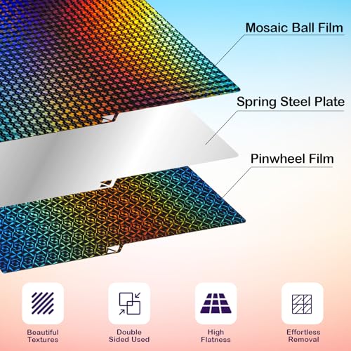 PES Kobra S1 Build Plate 264x276mm, Mosaic Ball+Pinwheel PES Spring Steel Sheet Flexible Bed Plate for Anycubic Kobra 3 Max, Kobra 3 Max Combo 3D Platform