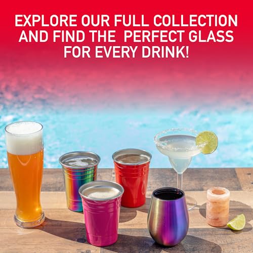 D'Eco Reusable 16 oz Red Party Cups, Stainless Steel Glasses, 6 Pack 6 Count (Pack of 1)
