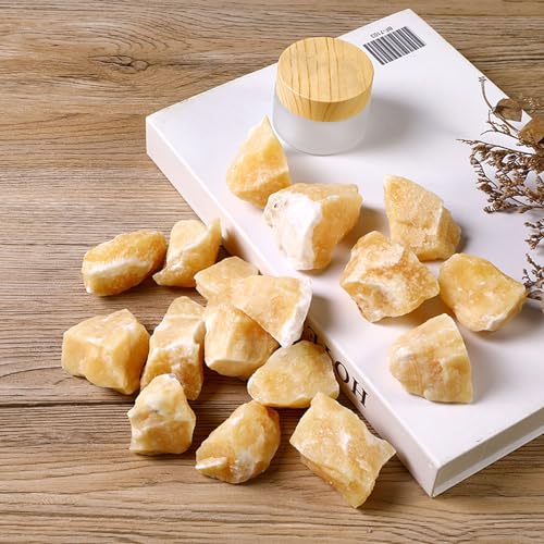 Yellow Jade Raw Crystals Healing Crystals Natural Rough Stones 1.2-2" for Tumbling, Fountain Rocks, Yoga, Meditation, Polishin, Gift 43 Yellow Jade