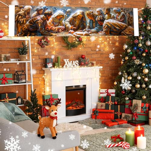 Christmas Yard Banner Nativity Scene Decor Approx 79x18 Inch 04