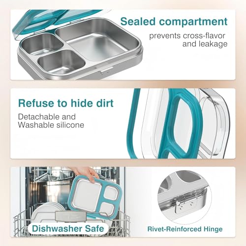 HOMEKOL Stainless Steel Bento Lunch Box, Blue, 3.3Cups 27oz (800ml)