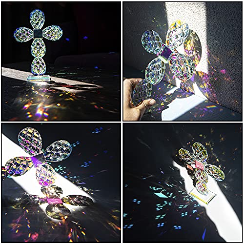 QFkris Colorful Crystal Standing Cross, Desk Cross Decor 9 inch - Grid