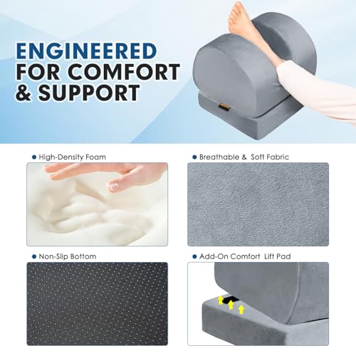 AUROPEAK Knee Replacement Pillow, Adjustable Leg Elevation Pillow, Grey