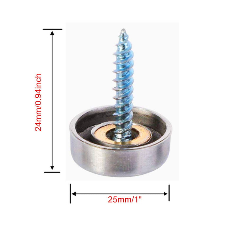 [Australia - AusPower] - Mirror Screw Cap 1" Dia Stainless Steel Decorative Nails Screw Cover Cap Fasteners -20pcs 25mm/1" Dia 