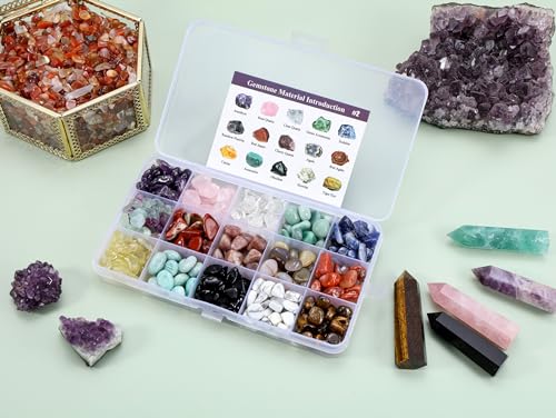 CrystalTears Assorted Healing Stones Crystals Bulk Tumbled Polished Stone Chips Natural Chakra Quartz Crystal Gemstones for Reiki Meditation Therapy Beginners Home Decor Christmas Gift #2 tumbled stone chips