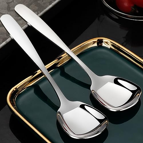 Ouliget Square Head Spoons, Korean style Square Sugar Spoon,Thick Heavy Stainless Steel Soup Spoon Table Spoons Flat Square Spoon,7 Inch,Set of 8. 7 inches, Set of 8, Square Head