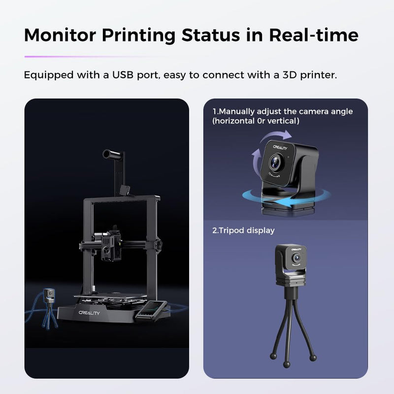 Creality Official Nebula Camera, Remote Monitoring, WiFi Connection, Auto Generate Time-Lapse Video, Compatible Sonic Pad/Nebula Pad/Ender-3 V3 KE/CR-10 SE/HALOT-MAGE