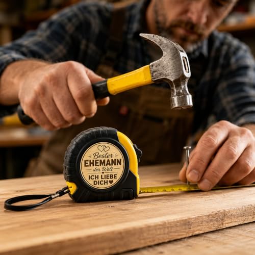 Anniversary Gift for Him, Best Husband in the World, Tape Measure 5 m with Key Ring, Wedding Anniversary Gifts for Men, I Love You Gifts for Men, Husband Birthday Gift