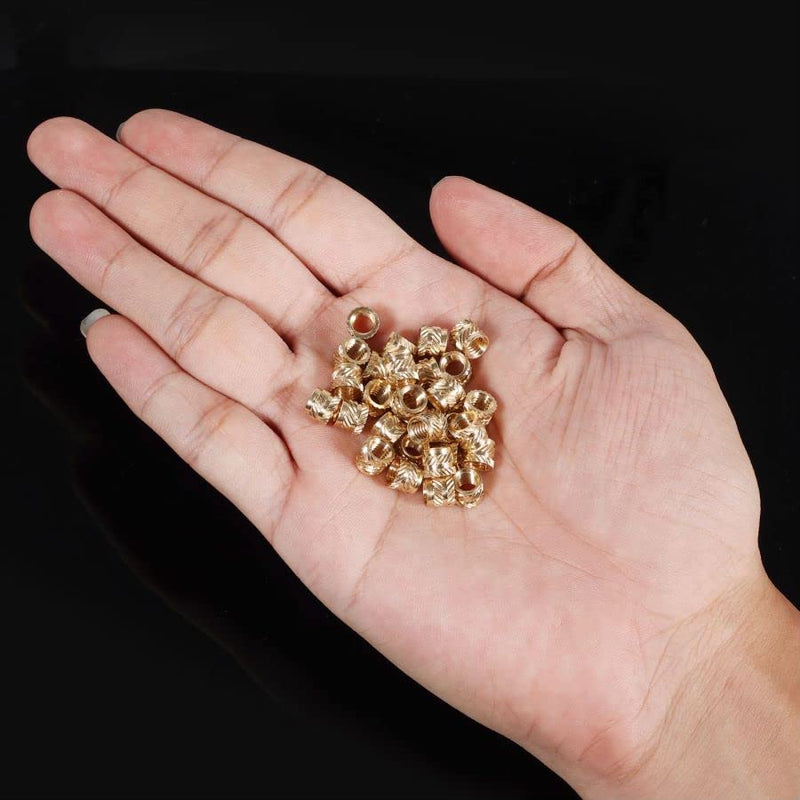 [Australia - AusPower] - 50pcs 3D Printing Brass Nuts, M5x5.8x7.1mm M5 Threaded Insert Knurled Brass Nuts Female Thread Knurled Heat Embedment Nut for 3D Printing Parts Loptop Automotive Plastic Shell 