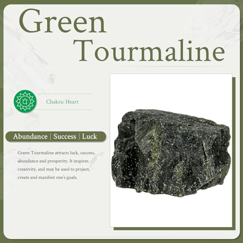 Sportmusies Natural Green Tourmaline Crystal Cluster Specimen, 0.22-0.44 lb 1.38 - 3.74 Inch