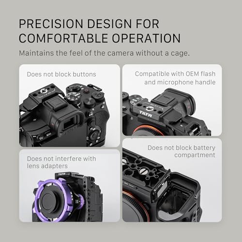 Tilta Full Camera Cage for Alpha 7V A7V, A7IV, and A7R V | Modular Protective Frame | ARCA Bottom Plate | HDMI Cable Clamp Support - Black Full Cage
