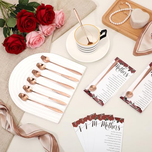 40 Sets Mothers Day Gifts for Church God Bless Mothers Teaspoons Bible Verse Tea Spoons with Inspirational Cards coffee Spoon Souvenirs Christian Gift for Mom Women Paster's Wife (Bud Rose) 40 Bud Rose
