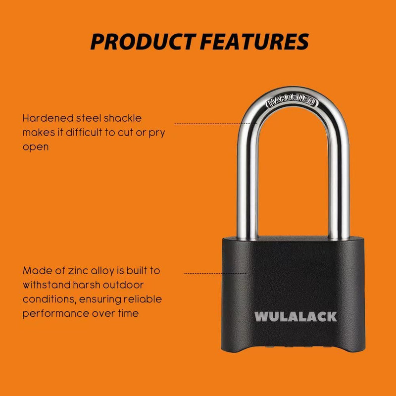[Australia - AusPower] - Outdoor Combination Lock, Heavy Duty Weatherproof Pad Locks with Code, Resettable Padlock Combination for Sheds Fence, Gate Hasps, Storage Unit Long Shackle 