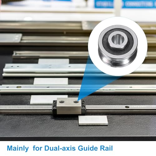 sourcing map 4Pcs SG25 Deep U Groove Ball Track Guide Bearing 8mm ID x 30mm OD x 15mm Width Double Sealed Pre-Lubricated GCr15 High Carbon Chrome Bearings for Dual-Axis Guide Rails, Silver 4