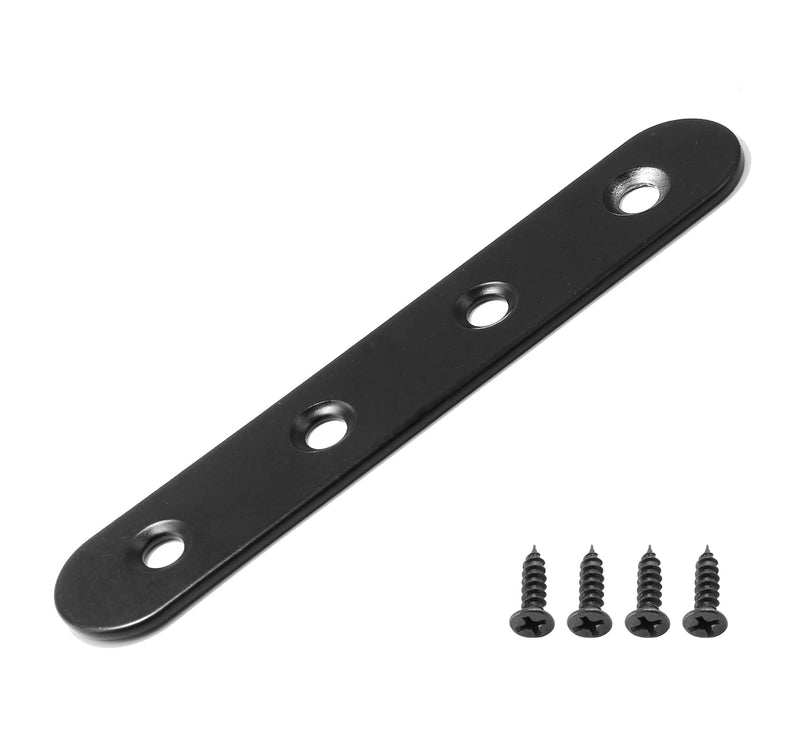 [Australia - AusPower] - 8 Sets 4 Inch Stainless Steel Flat Plate Straight Bracket Flat Metal Brace Bracket, 100mm Metal Brackets Mending Repair Plate Brace with Screws for Wood Straight Brace (Black) 4"-100mm 