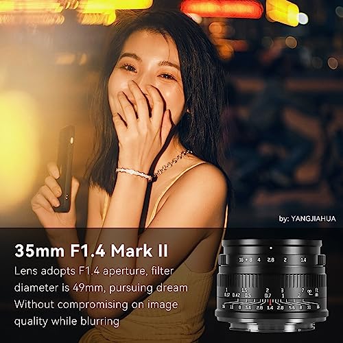 7artisans 35mm F1.4 Mark II APS-C Manual Focus Fixed Lens Large Aperture Compatible with Olympus and Panasonic MFT M4/3 Mount Cameras Micro Four Thirds mount（black)