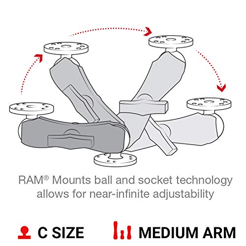 [Australia - AusPower] - RAM Mounts Double Socket Arm RAM-201U Medium Arm Compatible with RAM C Size 1.5" Ball Components 