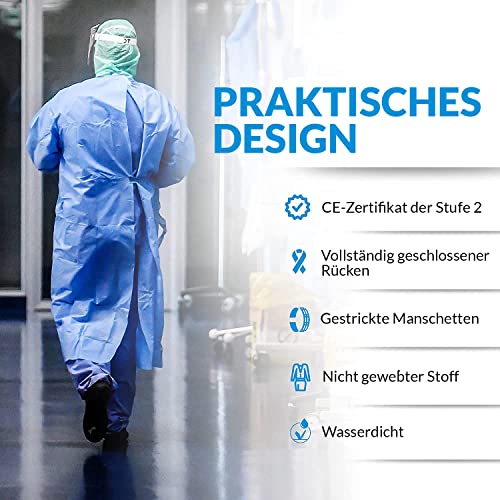 10 Pack Insulated Disposable Gown 10 Pack Liquid Resistant Disposable Long Sleeve Smock Non-Woven Fabric (One Size) Pack of 10