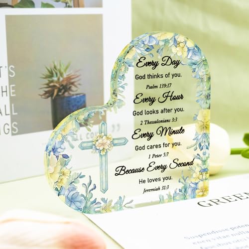 Heart Shaped Christian Gifts Acrylic Desk Plaque for Girls Women
