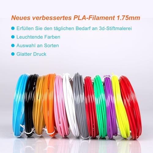 Kretrum 3D Pen Filament, 18 Colours, 1.75 mm, 72m (236 Feet), PLA, 0.24 kg