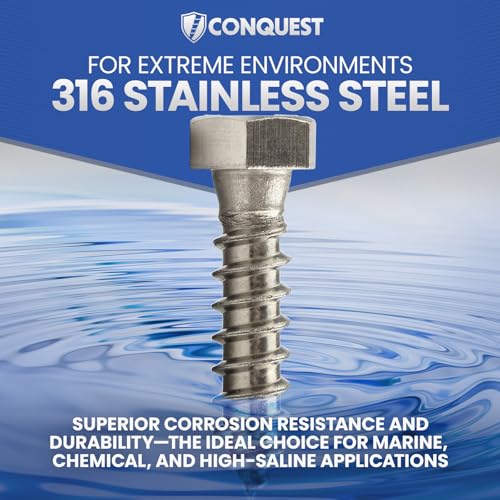 Conquest Fasteners 3/8 x 1-1/2 inch lag bolts, 25-pack with hex heads