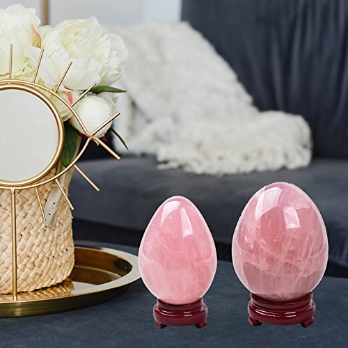 AMOYSTONE Natural Rose Quartz Decorative Egg, Extra Large Healing Stone, Irregular Crystal Carving for Home Decor & Reiki, 4-4.2", Collection & Gift 2X-Large Pink