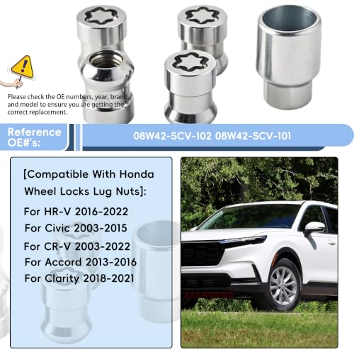 AAAWZDWD wheel locks lug nuts for Honda Accord Civic Clarity CR-V HR-V, #08W42-SCV-102
