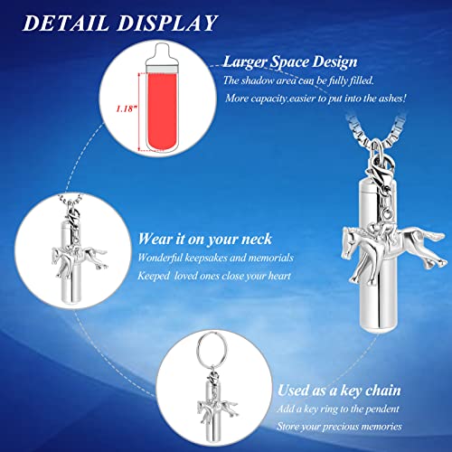 XSMZB Cremation Jewelry Tube Cylinder Urn Necklace for Ashes Memorial Urn Pendant Ashes Keepsake Cremation Jewelry for Ashes for Men Women Necklace-Horse