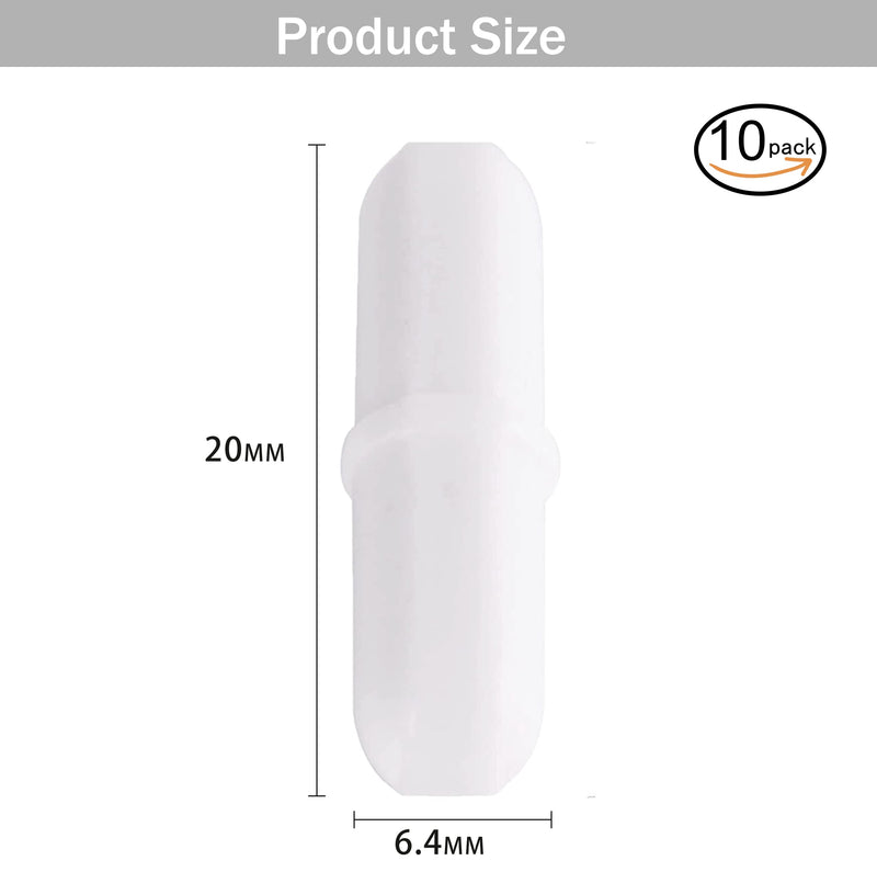 [Australia - AusPower] - Magnetic Stir Bars,10 Pcs PTFE Magnetic Stirrer Mixer Stir Bar, 20 mm/ 0.8 Inch White Laboratory Stirrer Mixer Bar (10) 10 