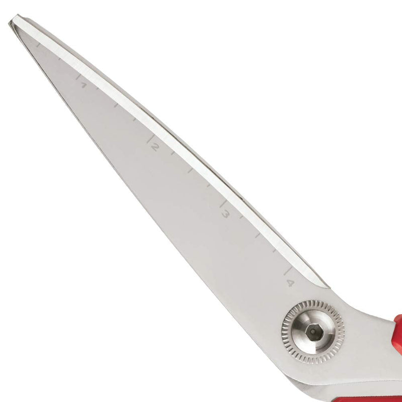 Milwaukee 48-22-4041 Iron Carbide Core Large-Looped Straight Jobsite Scissors w/ Onboard Ruler Markings and Index Finger Groove