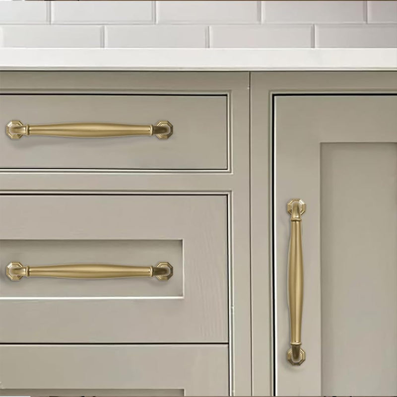 khtumeware 10 Pack 3 Inch(76mm) Champagne Bronze Heavy Duty Solid Cabinet Pulls Satin Brass Cabinet Handles Heavy Duty Solid Cabinet Hardware for Cupboard Drawer Pulls Dresser Handle 3 inch Hole Center