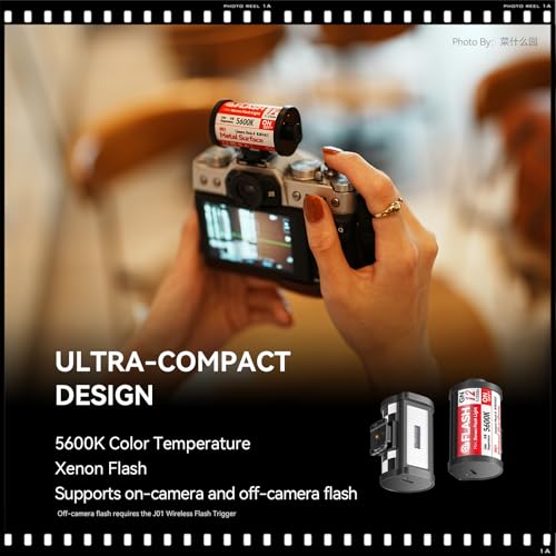 TTARTISAN M01 On-Camera Flash, Mini Flash Speedlite for Hot Shoe Camera, Lightweight Xenon Flash Light with 4 Power Level GN12 5600K±200K Compact Retro Camera (1)
