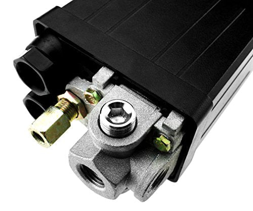 Air Compressor Pressure Switch 1/4" BSP 4 Port Manifold with Safety Valve & Blanking Plugs & Air Pressure Gauge