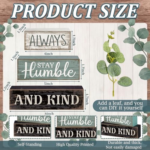 Lineshading 4 Pcs Inspirational Farmhouse Table Decor Wooden Shelves Signs Always Stay Humble and Kind