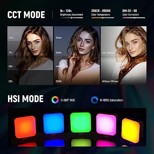 NEEWER RGB62 Magnetic RGB Video Light with Upgraded App Control RGB62 (1-Pack) w/o Desk Tripod