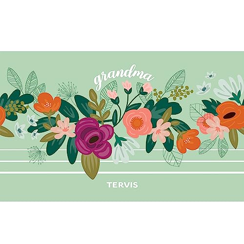 Tervis Traveler Grandma Floral Triple Walled Insulated Tumbler Travel Cup Keeps Drinks Cold & Hot, 20oz, Stainless Steel Green