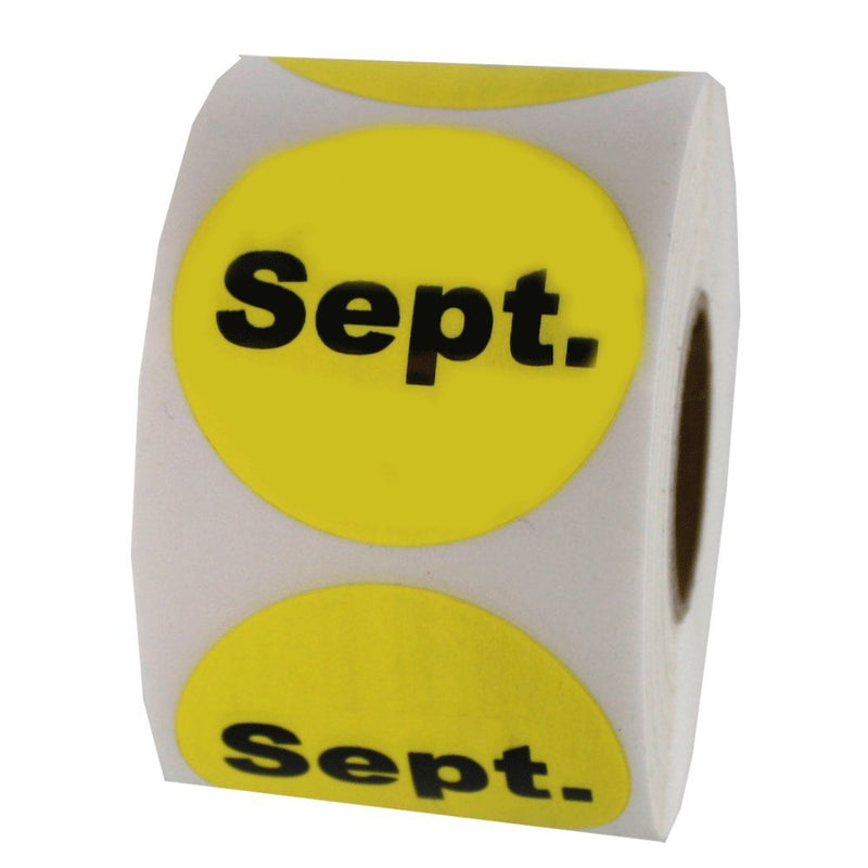 September Date Inventory Labels - 1.5" Round, 500 Yellow Labels Per Roll, Permanent Adhesive - Inventory, Rotation, Expiration & Warehouse Labels | LabelValue