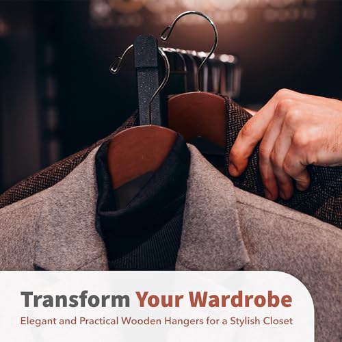 DEILSY™ Suit Hangers for Men 5 Pack Brown Wooden Coat Hangers for Closet