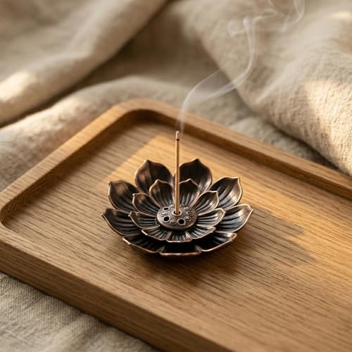 Incense Holders Lotus Brass Stick Incense Holder with 6 Holes Cone Ash Catcher for Meditation Yoga Fragrance Home Office Decor