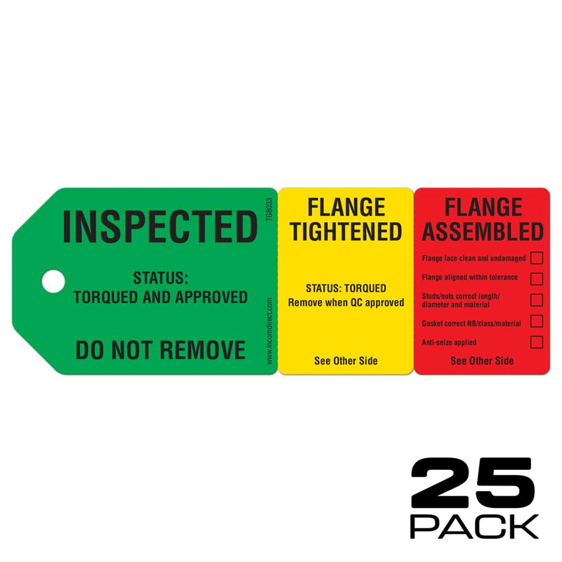 [Australia - AusPower] - INCOM Manufacturing 3-Stage Flange Management Tags, Heavy Duty All-Weather DuraPly™, Waterproof and Tear-Resistant, 2.75 inch x 7.9 inch, 25 Pack, TG8033PT 