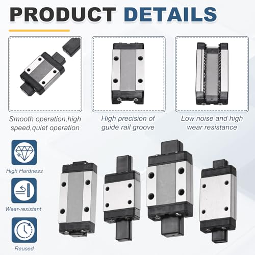 sourcing map 2Pcs MGN9H Linear Bearing Sliding Carriage Block with Mini Guide and Wrench for 9mm Linear Motion Slide Rail Guide, 3D Printer, CNC Machine 2