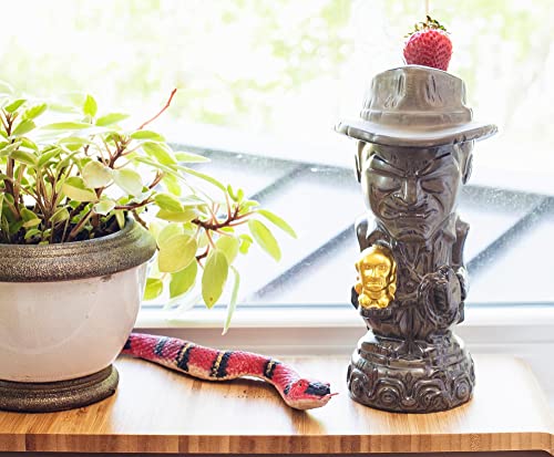 Geeki Tikis Indiana Jones With Golden Fertility Idol Ceramic Mug | Party Cocktail Tumbler For Liquor, Beverages | Holds 20 Ounces