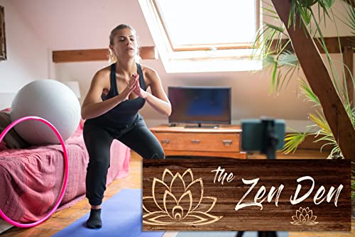 Chuniff The Zen Den Wooden Wall Sign, 13.7 x 4.7 Inches Hippie Room Decoration with Hooks, Hanging Meditation Accessories Decor for Chakra, Spiritual Room Accents