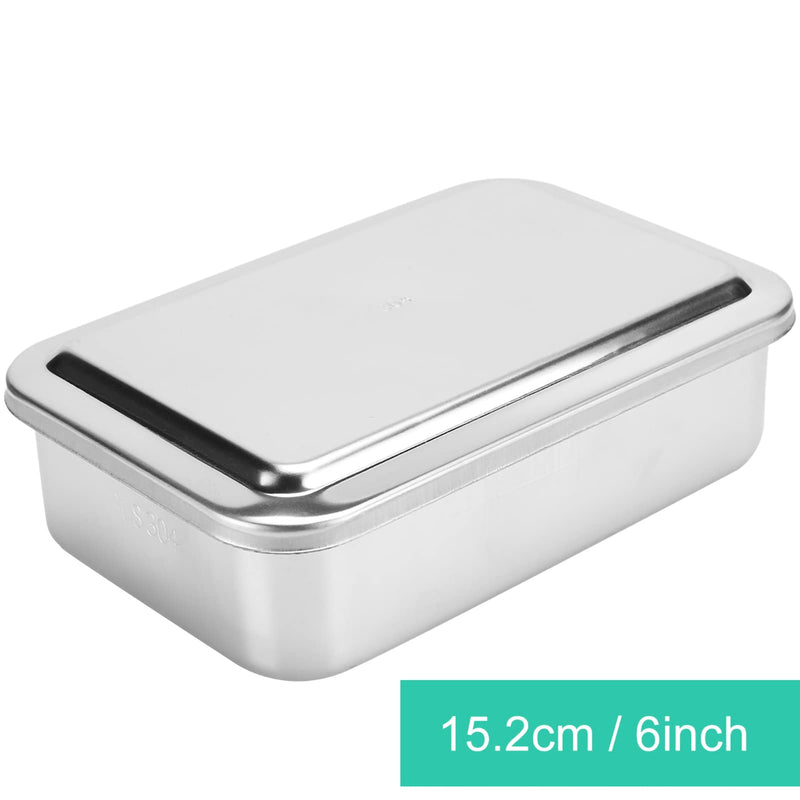 [Australia - AusPower] - Fdit 6inch Stainless Steel Rectangular Instrument Storage Container Cleaning Box with Lid for Clinic 
